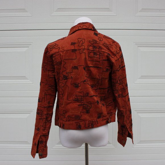 Ruby Rd. Burnt Orange Abstract Embroidered Jacket - Picture 4 of 15